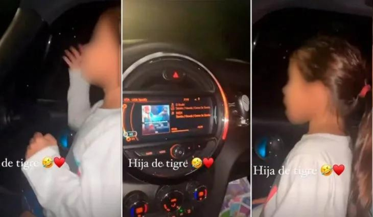 Defederico grabó a una de sus hijas manejando. Fuente: Instagram