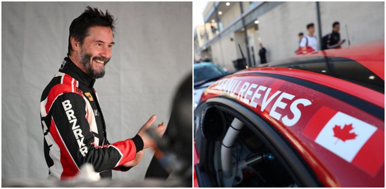 Keanu Reeves debutó este sábado en la carrera de autos. Fotos: X/@porqueTTarg