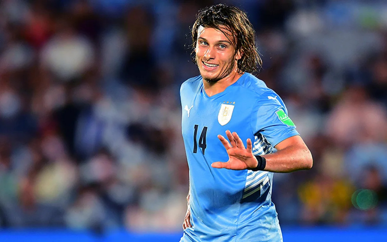 Agustín Canobbio en la Selección de Uruguay. Foto: NA.