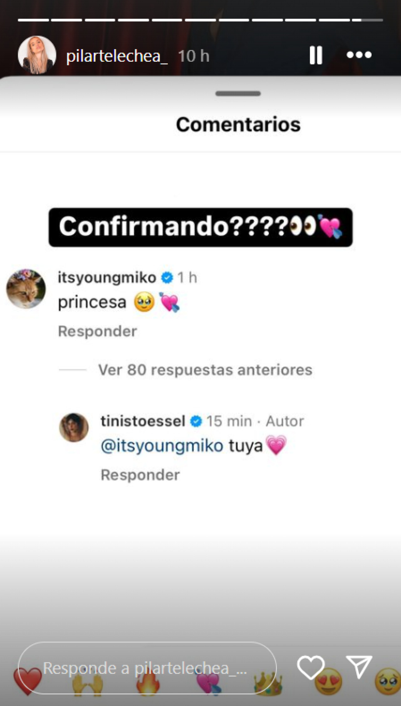 El mensaje de Tini Stoessel a Young Miko. Foto: Instagram/pilartelechea_