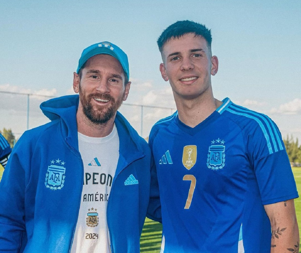 Lionel Messi y Franco Mastantuono. Foto: Instagram @franco.mastantuono