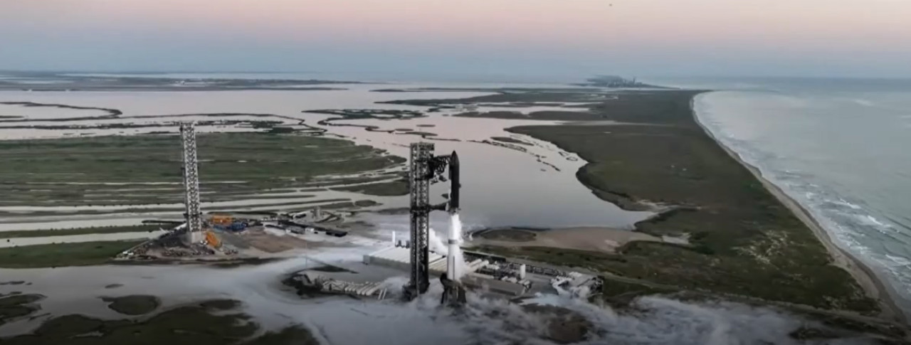 Quinta prueba con éxito del lanzamiento de Starship de SpaceX. Foto: Captura de video.