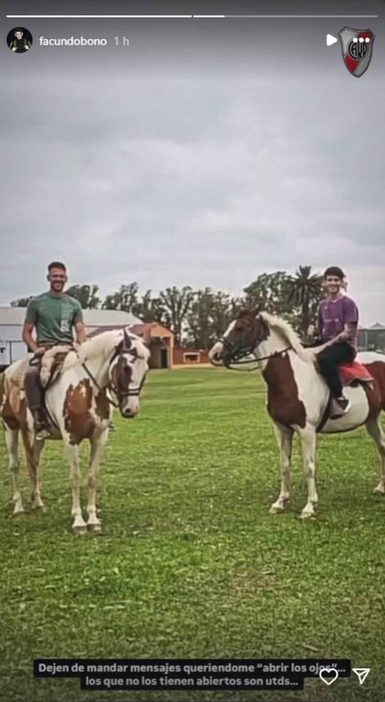 El posteo del presunto hijo de Demichelis. Foto: Instagram: @facundobono.