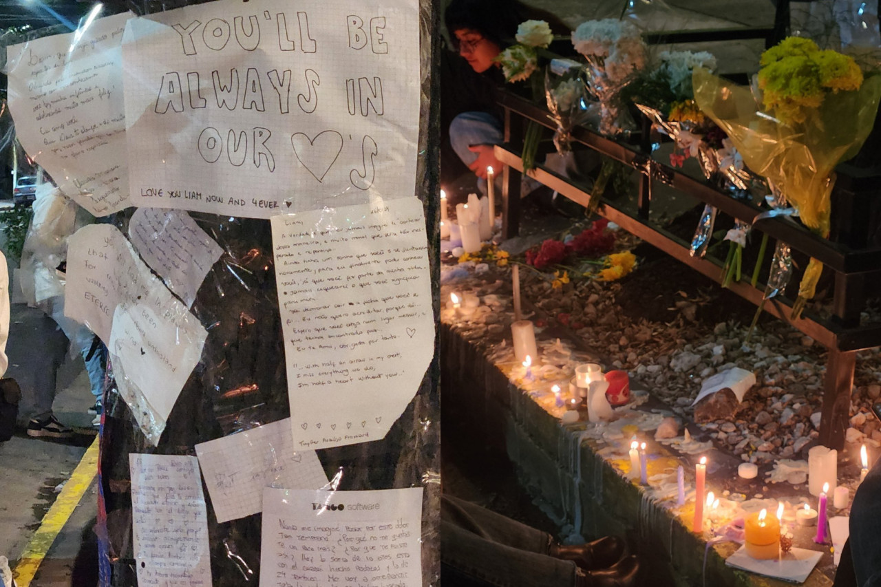 Imágenes del altar que le hicieron fanáticos a Liam Payne tras su muerte. Foto: X.