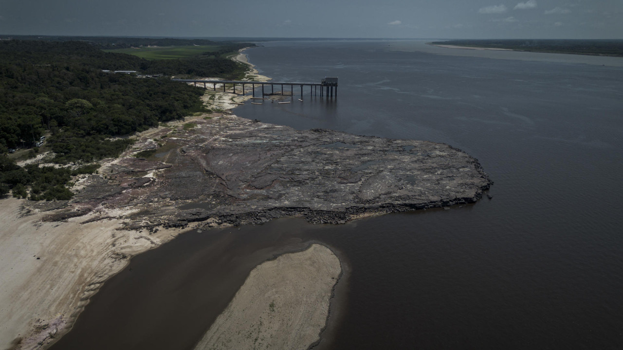 La extrema sequía que sufre la Amazonía brasileña ha vuelto a revelar grabados rupestres milenarios. Foto: EFE.