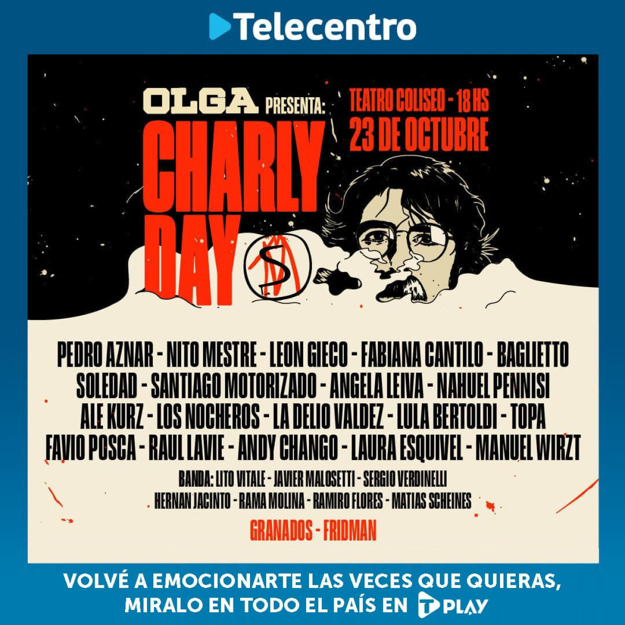 Se puede revivir el Charly Day en Telecentro Play.