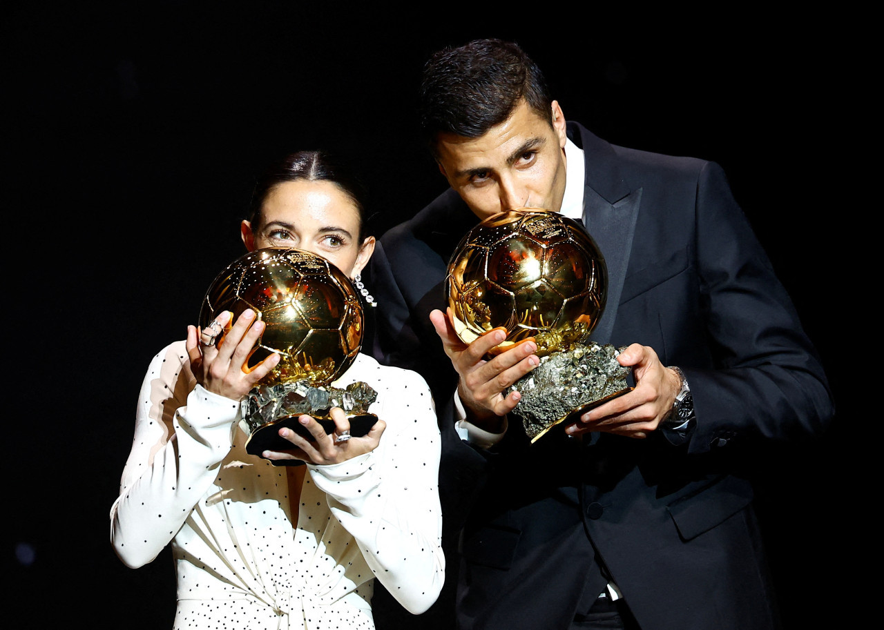 Rodri y Aitana Bonmatí, los ganadores del Balón de Oro. Foto: Reuters.