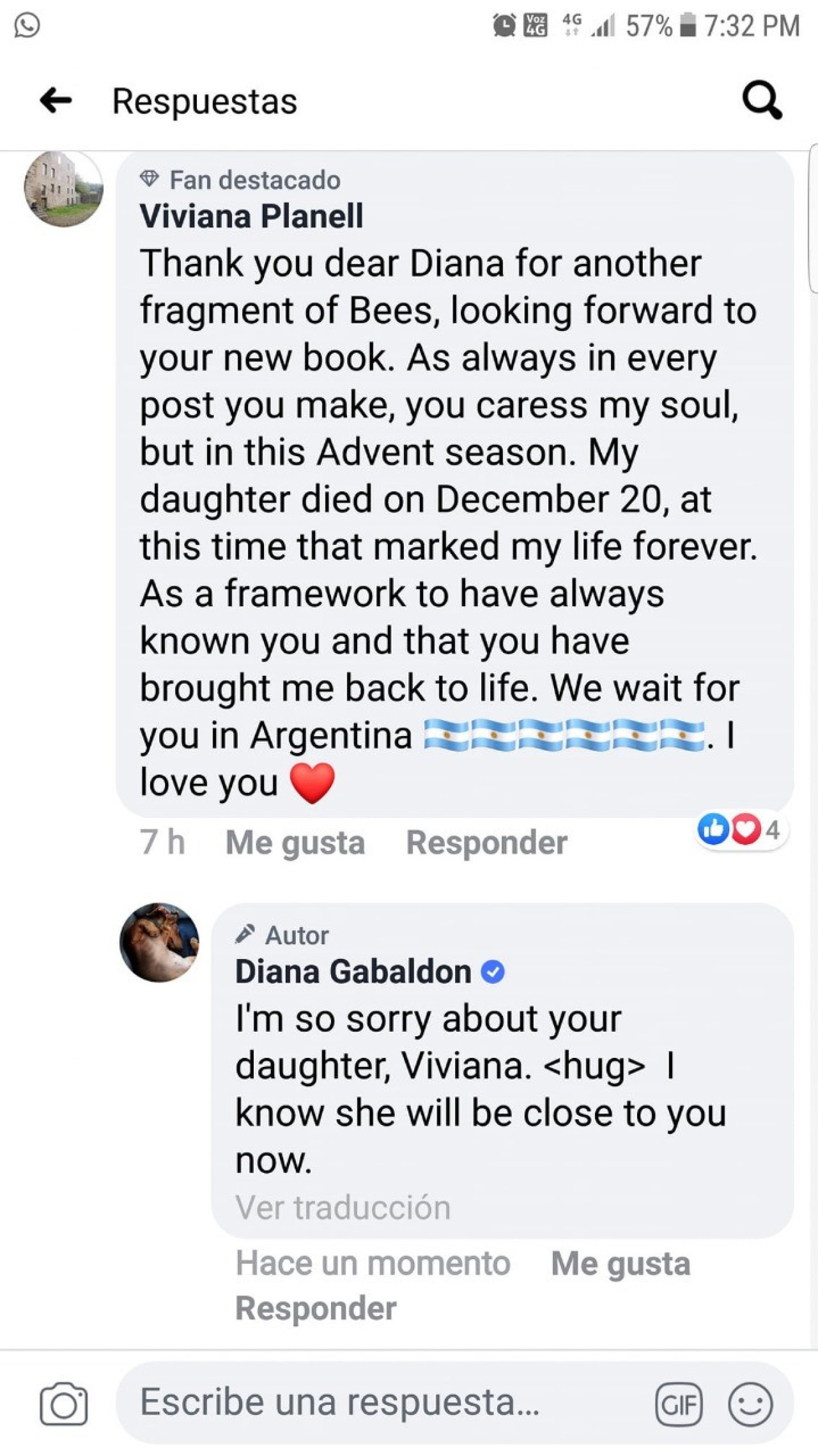 El club de fans argentino de Outlander es muy activo en redes sociales, e interactúa con la autora y el elenco de la serie. Foto: captura.