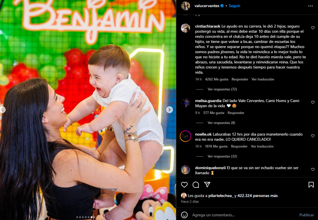 Los comentarios que recibió Valentina Cervantes tras separarse de Enzo Fernández. Foto: redes sociales.