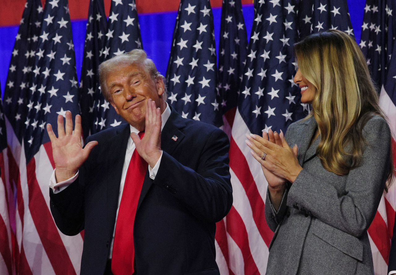 Donald Trump y Melania Trump tras la victoria en las elecciones en Estados Unidos. Foto: Reuters.