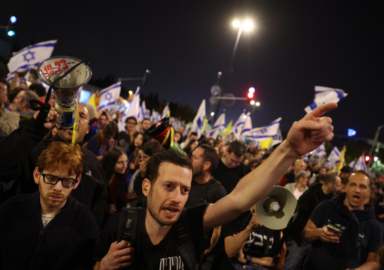 Protestas en Israel contra Benjamin Netanyahu. Foto: EFE.