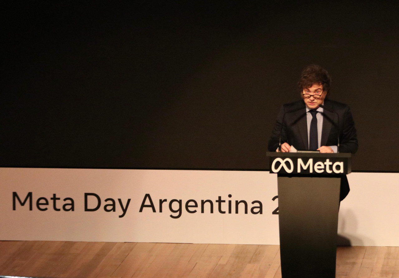 Javier Milei en el Meta Day Argentina. Foto: Presidencia.