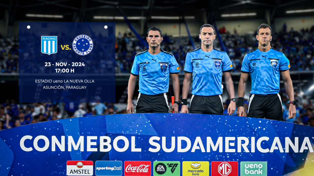 Los árbitros para Racing-Cruzeiro, por la final de la Sudamericana. Foto: Conmebol