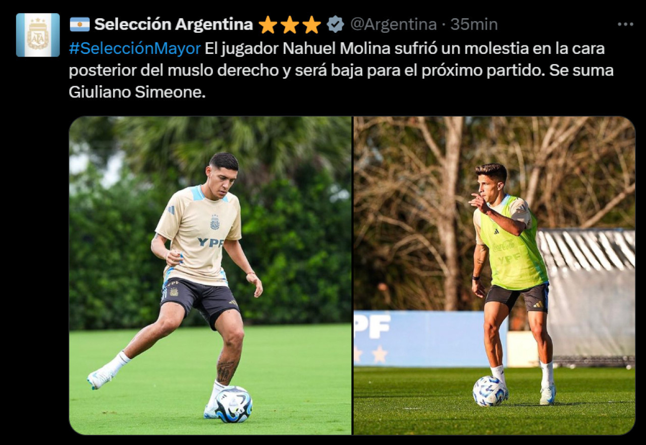 El anuncio de la Selección.