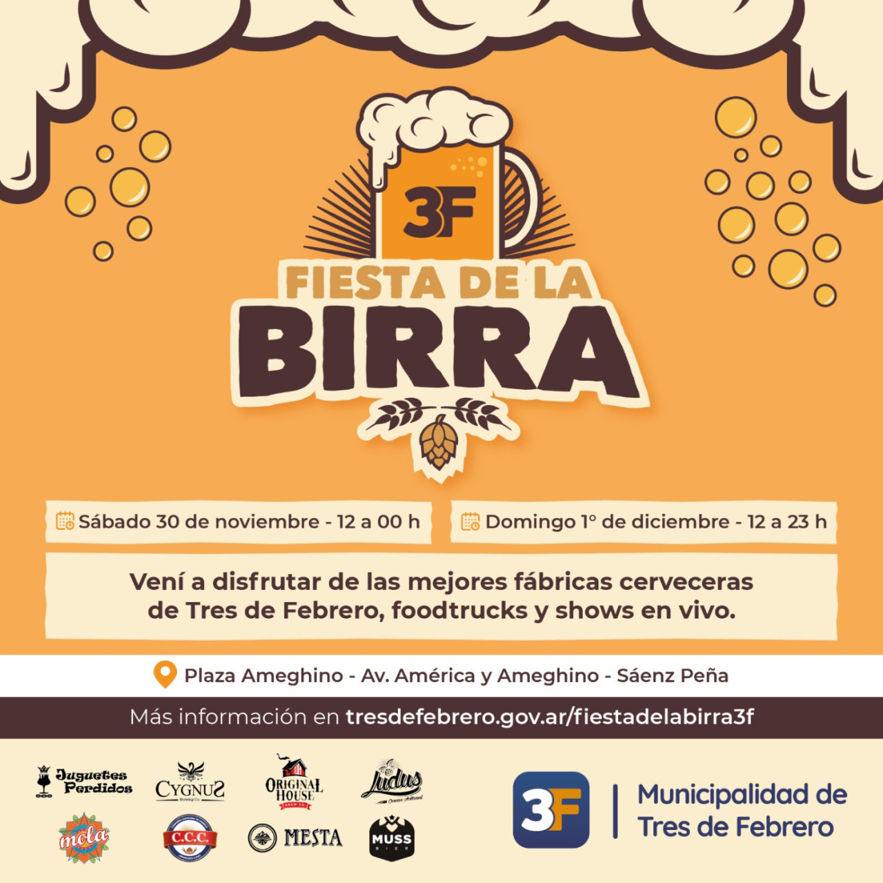 Festival de la Birra. Foto Municipalidad  de Tres de Febrero.