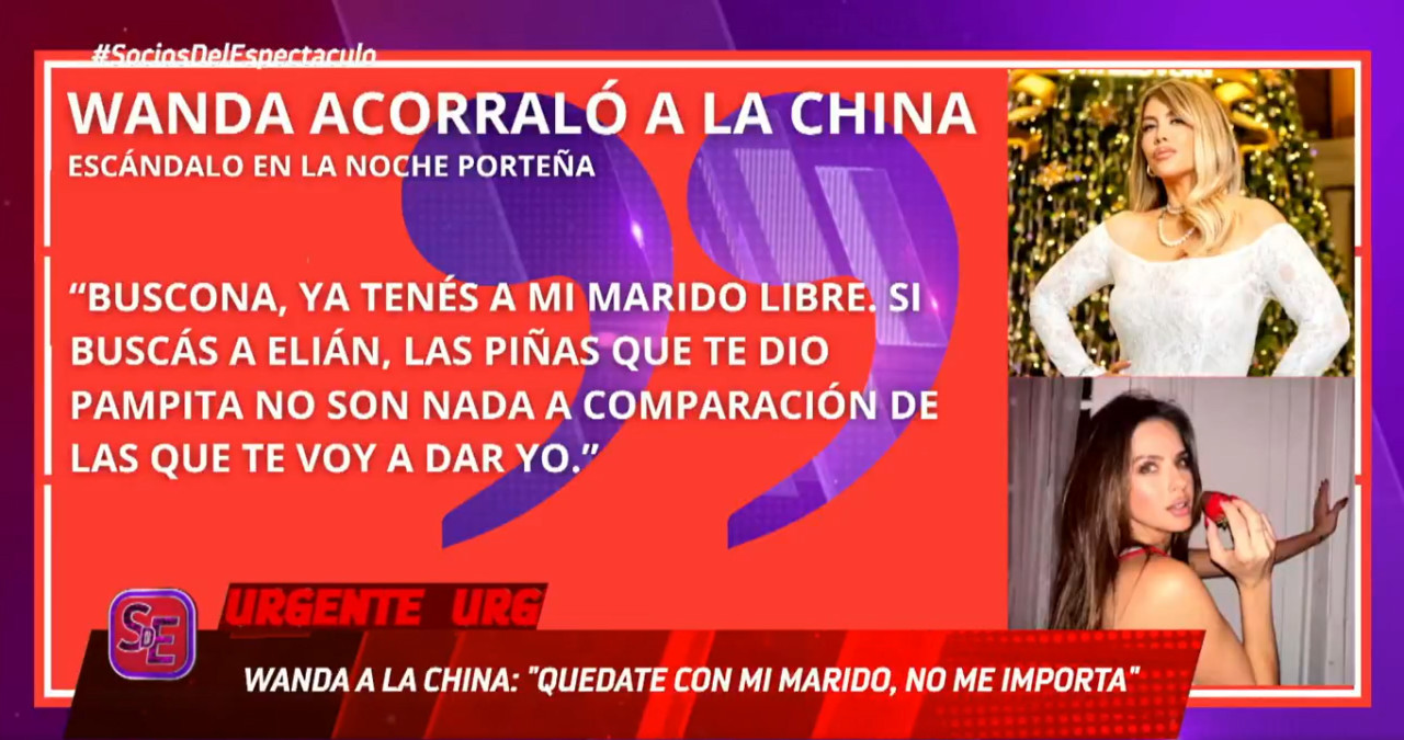 Las tremendas frases que le dijo Wanda Nara a la China Suárez. Foto: Captura ElTrece.