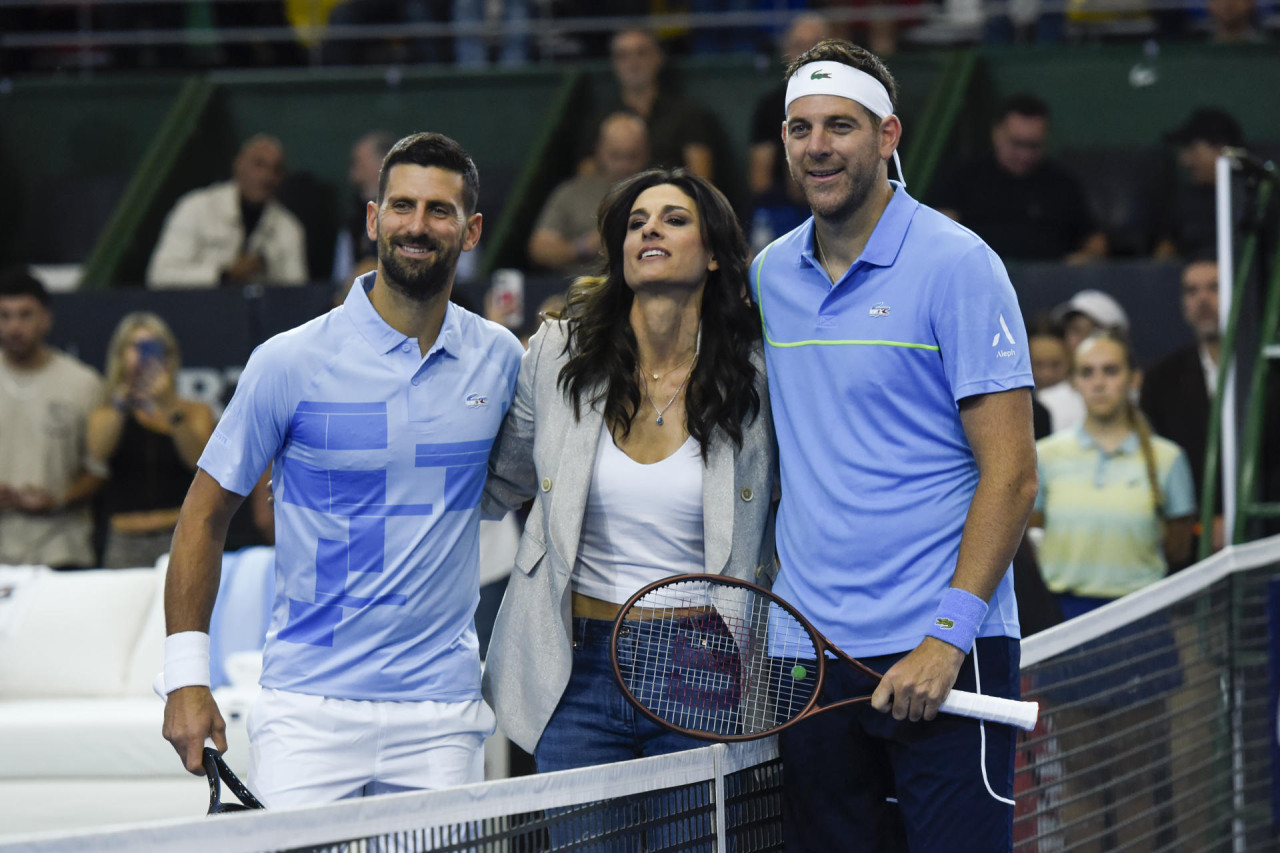 Novak Djokovic, Gabriela Sabatini y Juan Martín Del Potro. Foto: EFE.