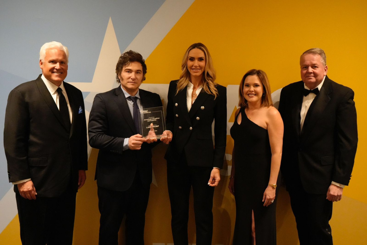 Javier Milei junto a Lara Trump en la previa de la CPAC Argentina. Foto: Presidencia.