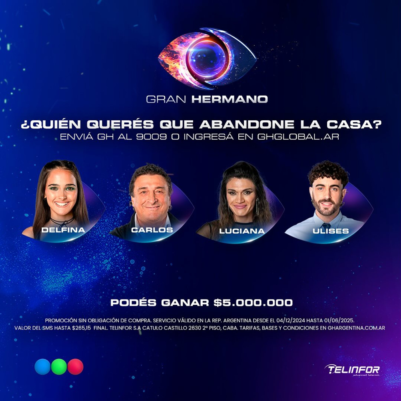 Los nominados de Gran Hermano. Foto: Telefe.