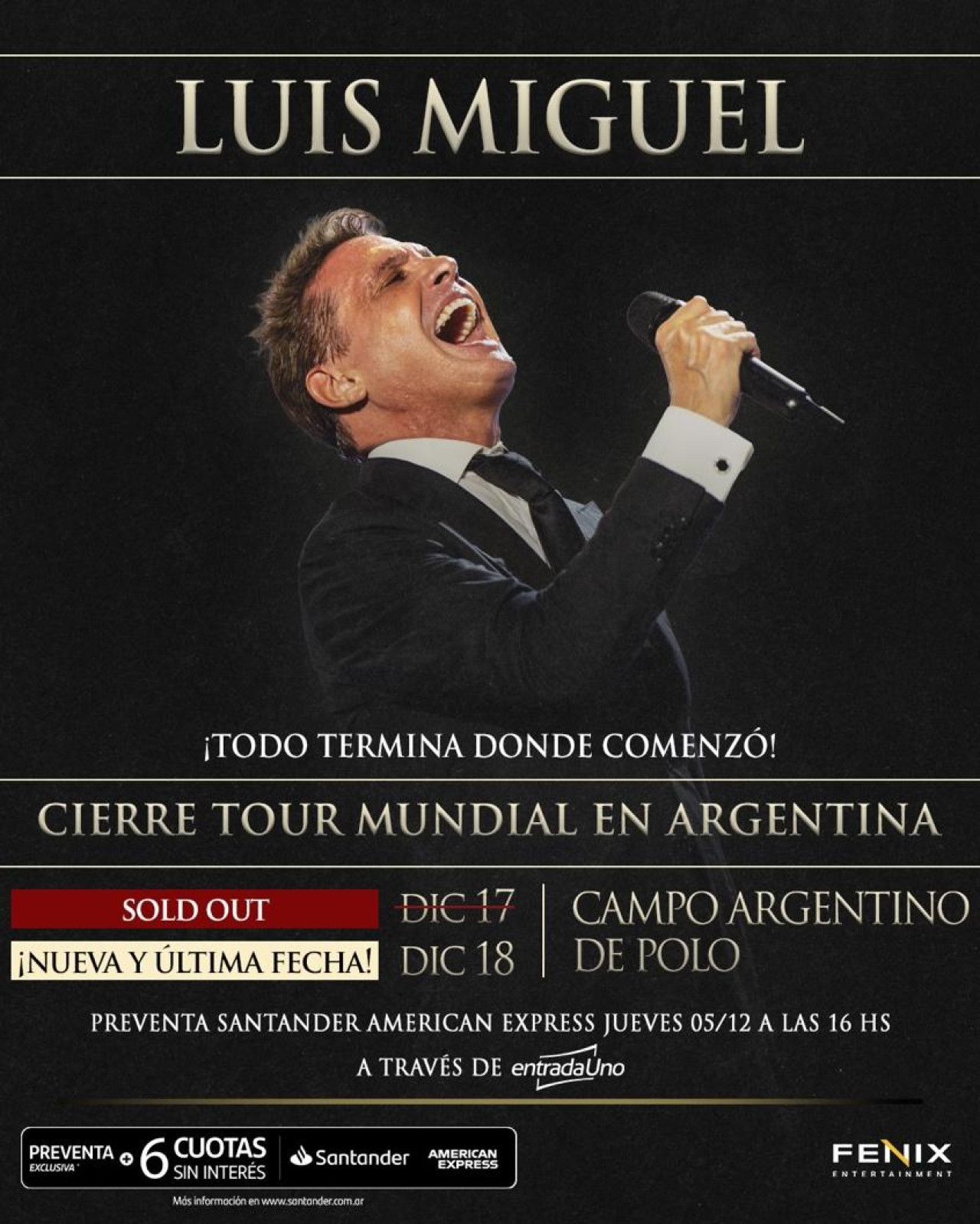 Nueva fecha de Luis Miguel en Argentina. Foto: Fenix.