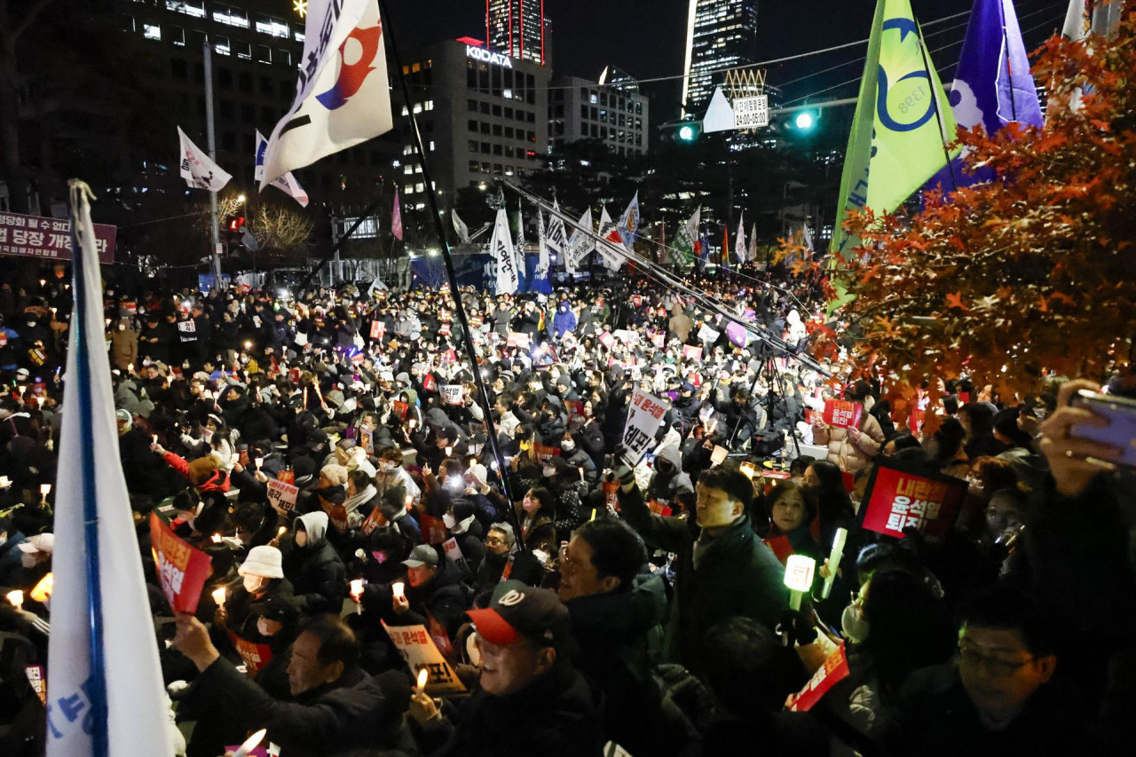 Protestas en Corea del Sur. Foto: EFE