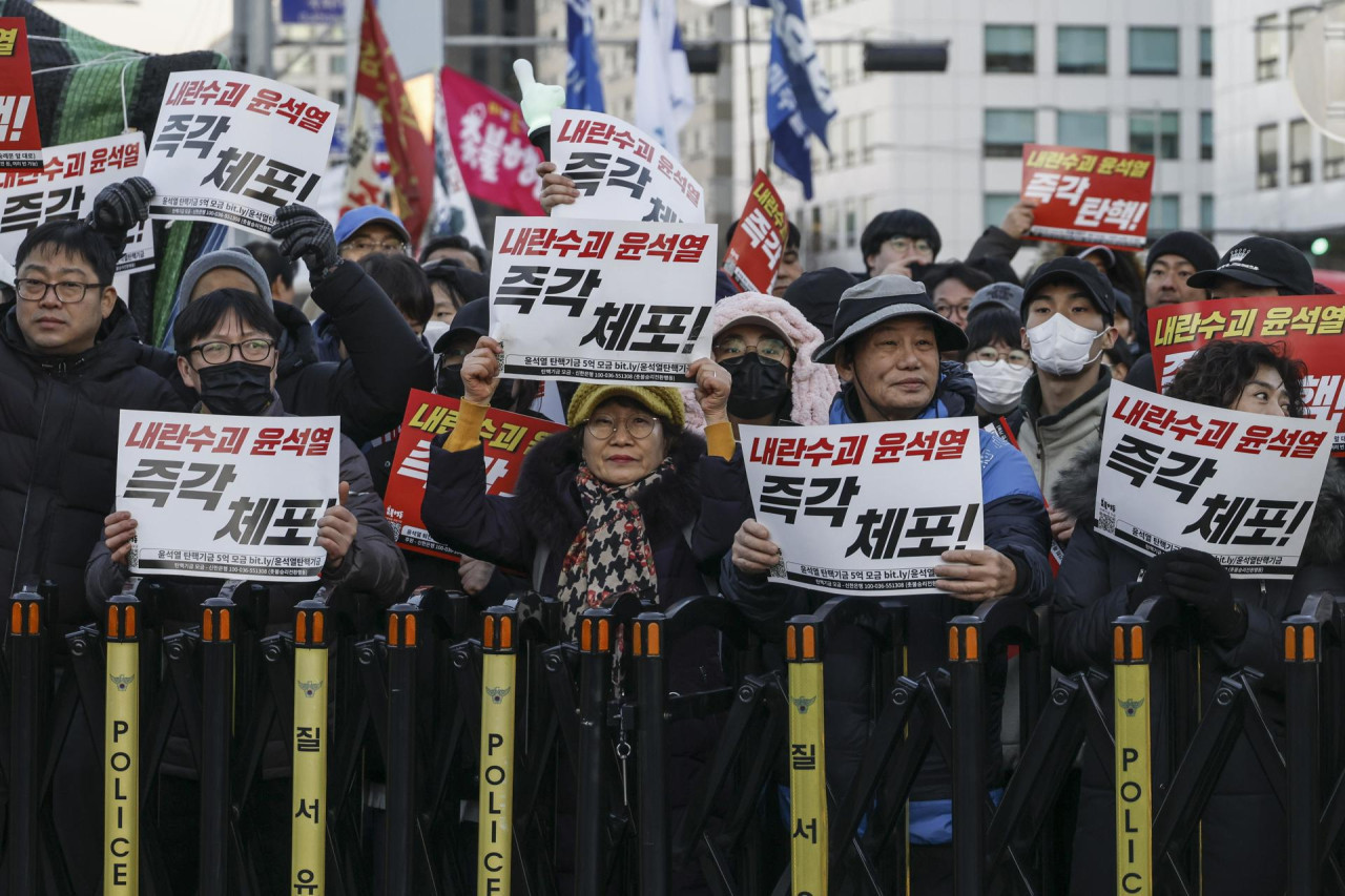 Protestas en Corea del Sur. Foto: EFE