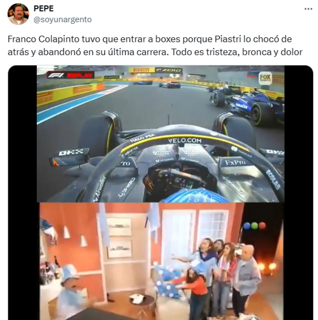 Memes sobre la última carrera de Colapinto. Foto: X.