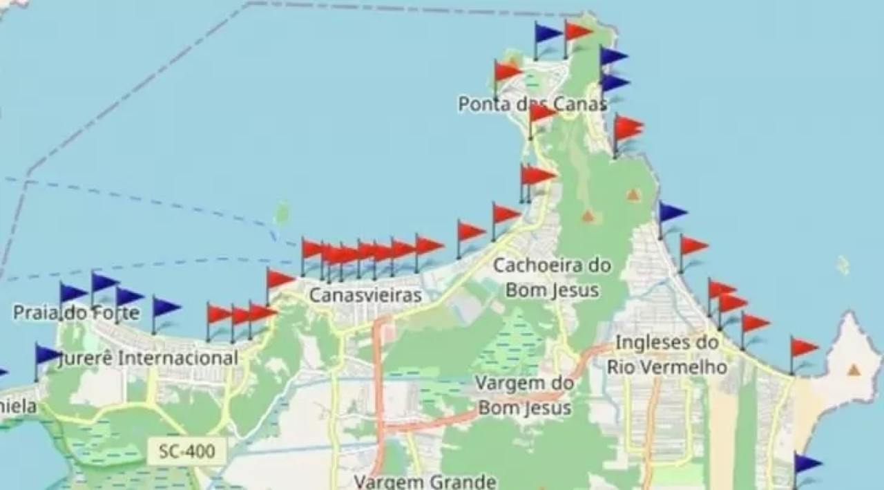 Mapa de contaminación del mar en Brasil. Fuente: El Instituto Ambiental de Santa Catarina (IMA