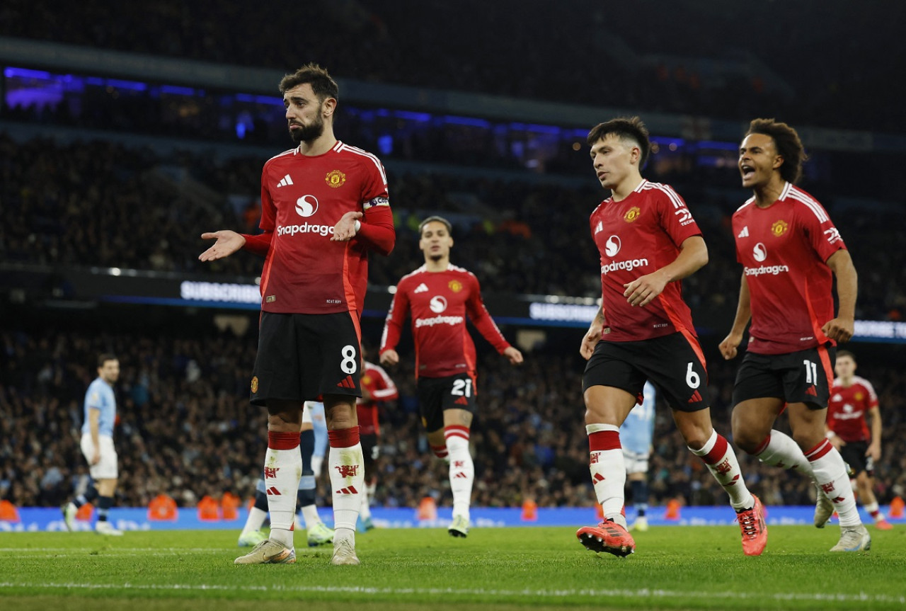 Bruno Fernandes; Manchester City vs. United. Foto: Reuters.