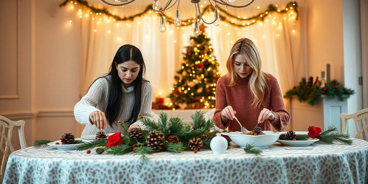 Mesa navideña, Navidad, Año Nuevo. Foto: Freepik IA.