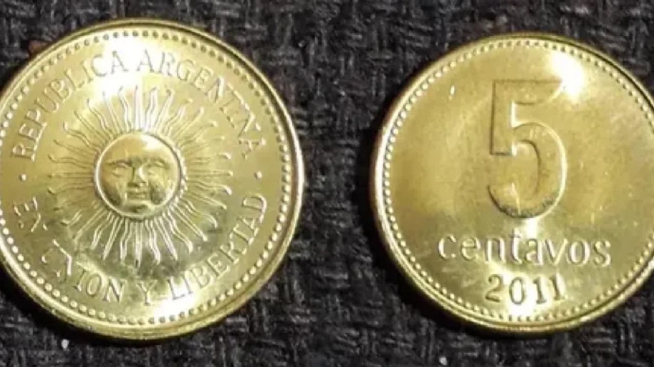 Moneda de 5 centavos. Foto Diario Río Negro