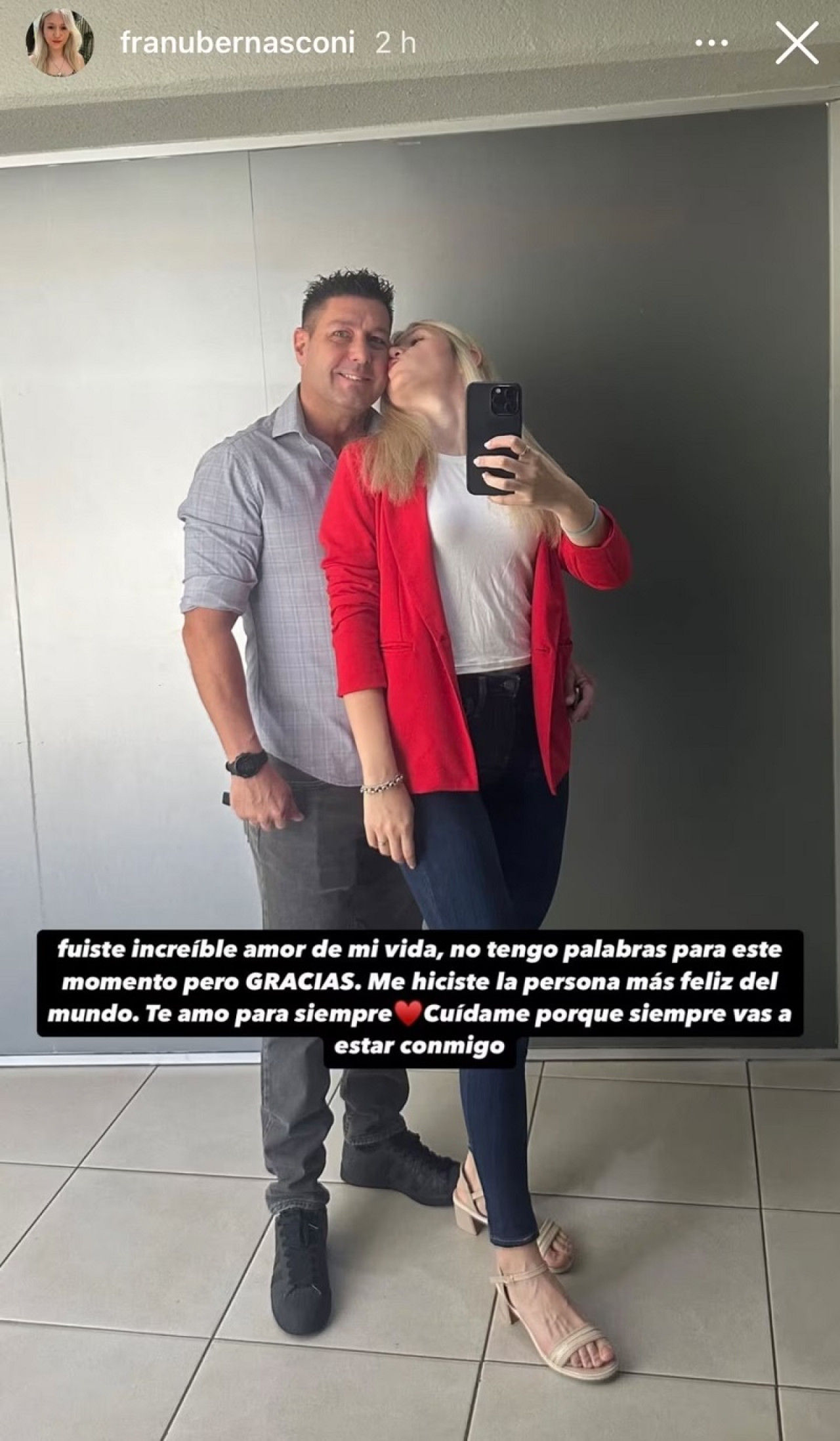 El posteo de la novia de Martín Fernández Loza, el piloto que murió en San Fernando. Foto: Instagram @franubernasconi.