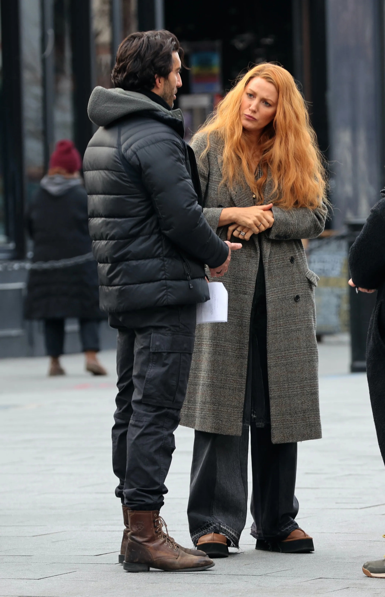 Blake Lively y Justin Baldoni en el set de It end with Us. Foto: pagesix