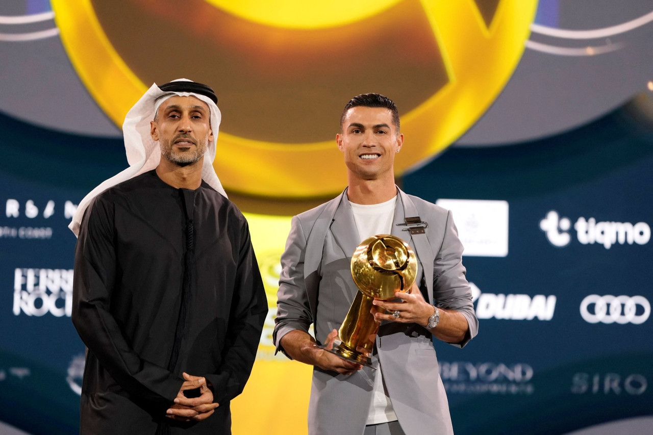 Cristiano Ronaldo en los Globe Soccer Awards. Foto: Reuters