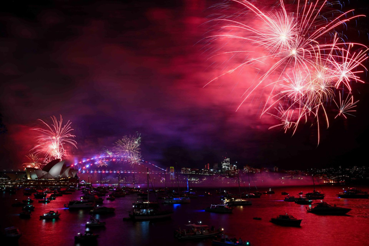 Fuegos artificiales en Sidney, Australia. Foto: EFE.