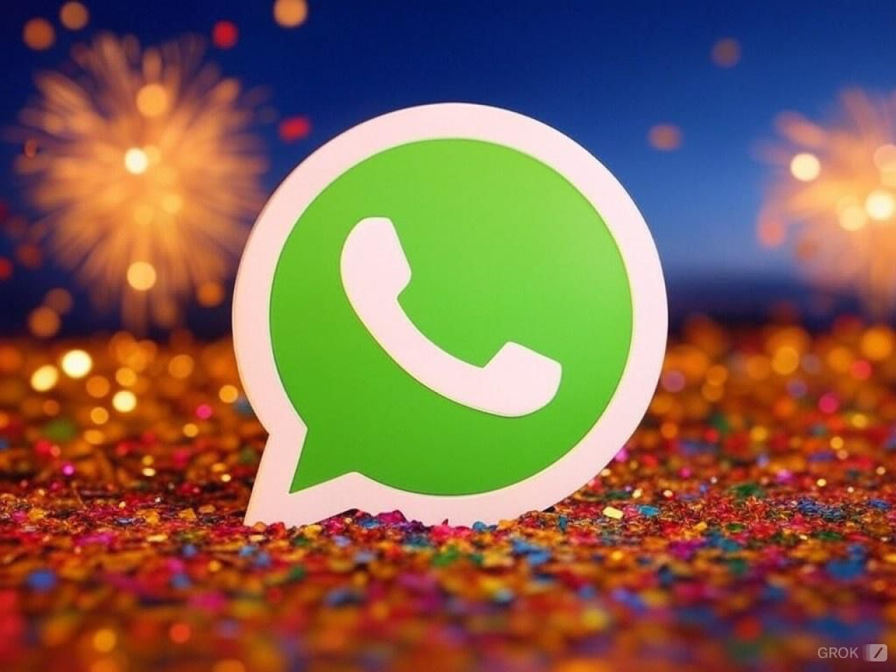 Un ejemplo de WhatsApp en "modo Año Nuevo". Foto: Grok.