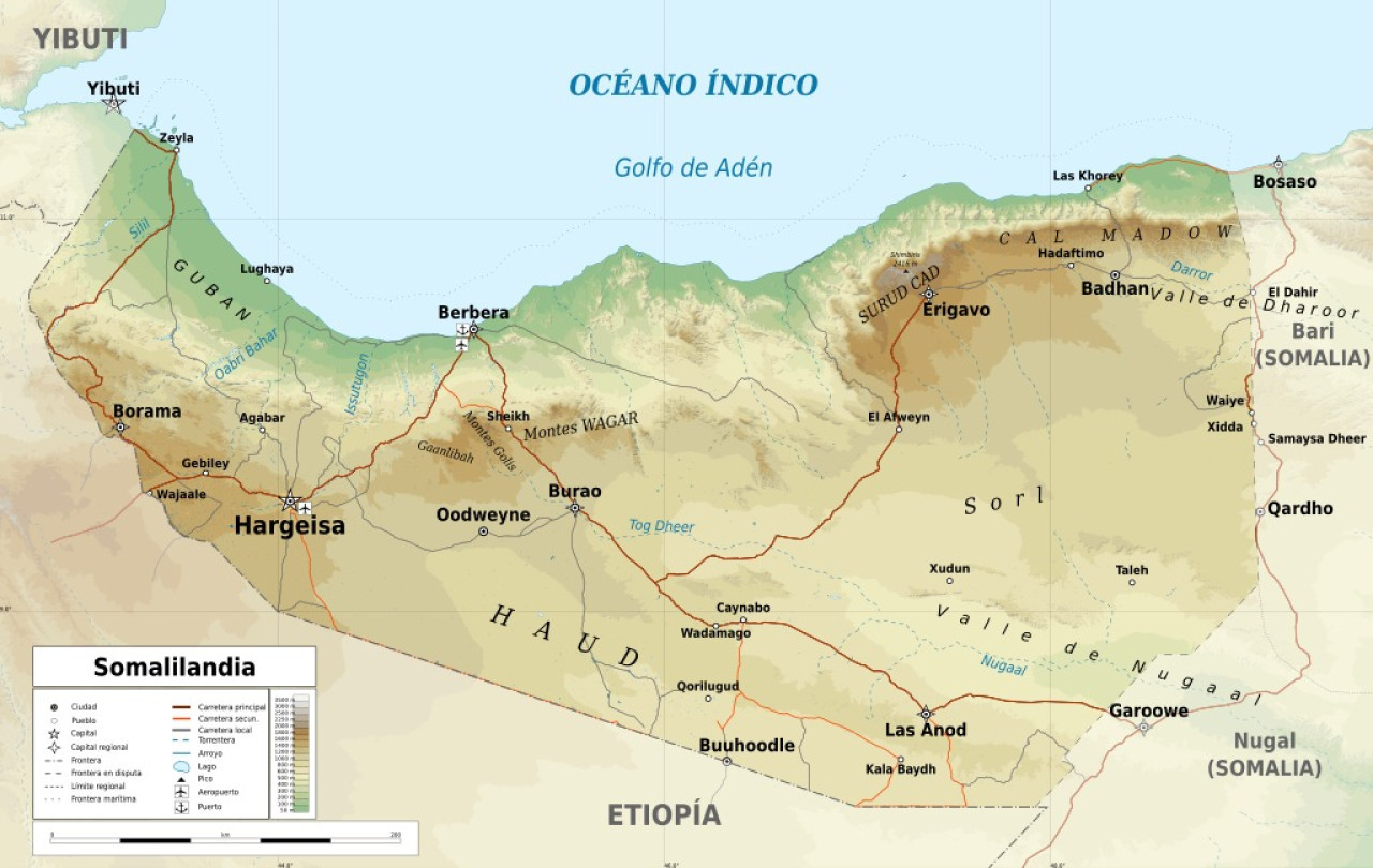 El mapa de Somalilandia. Foto: Wikipedia.