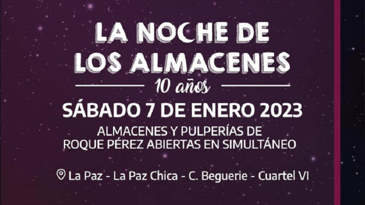 La Noche de los Almacenes. Foto: municipalidad de Roque Pérez