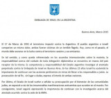 Carta embajada israelí en Buenos Aires 