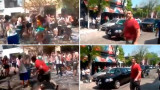 Atacó a alumnos que festejaban a palazos