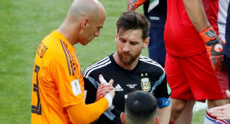 Mundial Rusia 2018, Wilfredo Caballero y Lionel Messi, Selección Argentina, Argentina vs. Islandia, Reuters