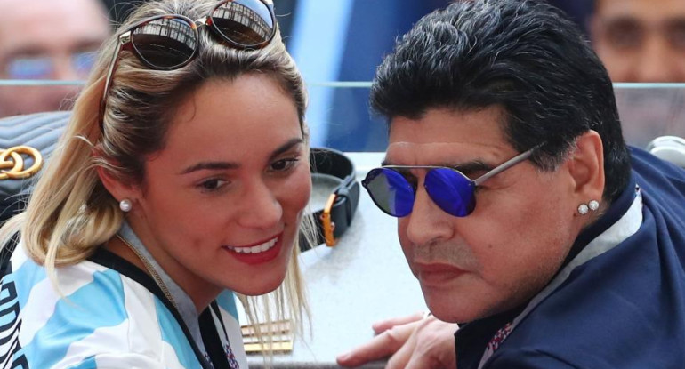 Diego Maradona y Rocío Oliva, Mundial Rusia 2018, Francia vs. Argentina, Reuters