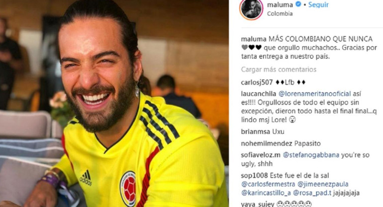 Maluma, mensaje para la selección de Colombia, Instagram