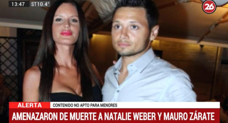 Amenazan de muerte a Mauro Zárate y Natalie Weber