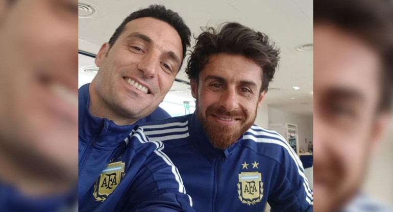 Lionel Scaloni y su ayudante Pablo Aimar - Selección - Fútbol