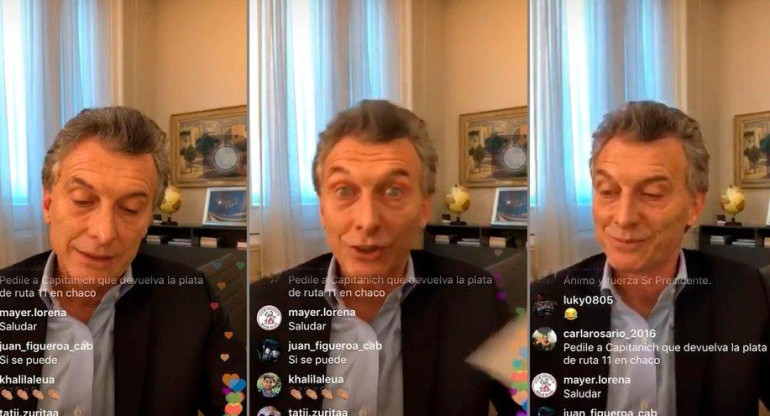 Videoconferencia de Macri en Instagram