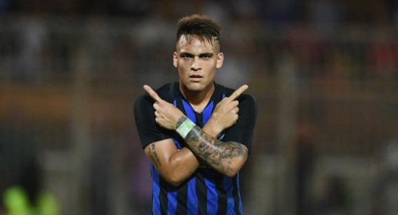 Festejo de Lautaro Martínez en Inter
