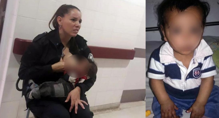 Mujer policía amamantó a un bebé 