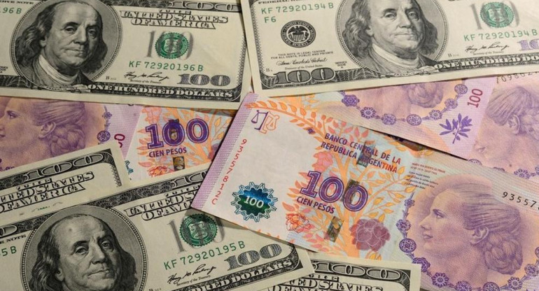 Dólares y pesos. Foto: NA.