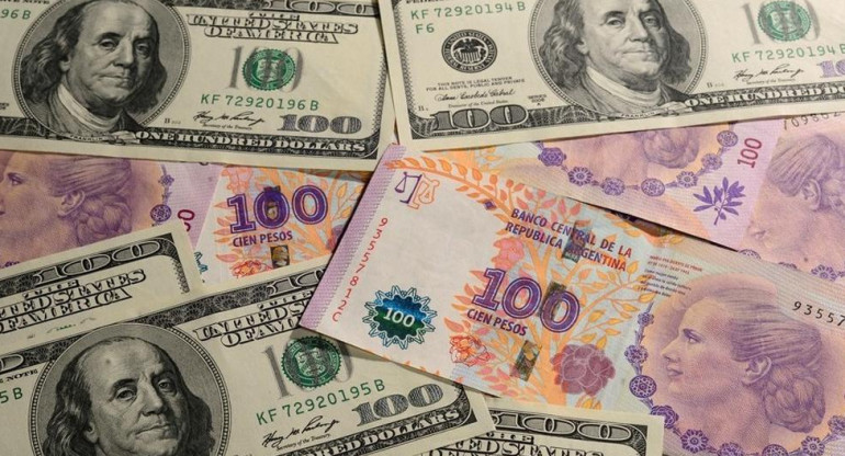 Dólares y pesos. Foto: NA.